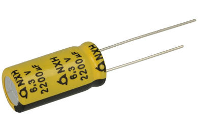 Kondensator; niskoimpedancyjny; elektrolityczny; 2200uF; 6,3V; NXH6.3VB2200 M10x20; fi 10x20mm; 5mm; przewlekany (THT); luzem; Samyoung; RoHS