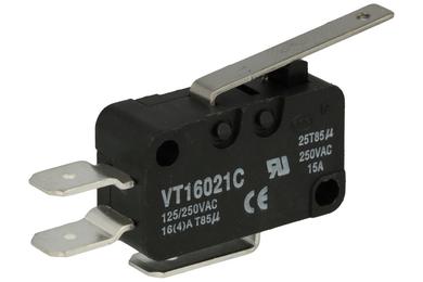 Microswitch; VT1602-1C; lever; 27,5mm; 1NO+1NC common pin; snap action; conectors 6,3mm; 16A; 250V; Highly; RoHS