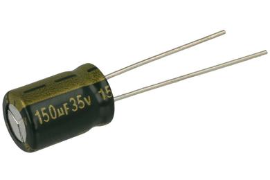 Capacitor; electrolytic; Low Impedance; 150uF; 35V; WLR151M1VF11R; fi 8x11mm; 3,5mm; through-hole (THT); bulk; Jamicon; RoHS