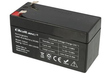 Akumulator; kwasowy bezobsługowy AGM; Q 1,3-12; 12V; 1,3Ah; 98x44x52mm; konektor 4,8 mm; Qoltec; RoHS; 0,56kg; 5 lat