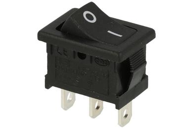 Switch; rocker; R9-32BP; ON-ON; 1 way; black; no backlight; bistable; 4,8x0,8mm connectors; 13x19,2mm; 2 positions; 6A; 250V AC; Highly
