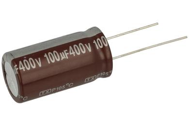 Kondensator; elektrolityczny; niskoimpedancyjny; 100uF; 400V; TXR101M2GLDFM; fi 18x35,5mm; 7,5mm; przewlekany (THT); luzem; Jamicon; RoHS