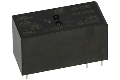 Przekaźnik; elektromagnetyczny miniaturowy; HF115F-012-1HS3B; 12V; DC; 1 styk zwierny; 16A; 250V AC; do druku (PCB); do gniazda; Hongfa; RoHS
