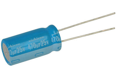 Capacitor; electrolytic; 470uF; 25V; UBT1E471MPD8TD; diam.10x20mm; 5mm; through-hole (THT); tape; Nichicon; RoHS