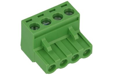 Terminal block; 2ESDV-04P; 4 ways; R=5,08mm; 18mm; 15A; 300V; for cable; angled 90°; square hole; slot screw; screw; vertical; 0,2÷2,5mm2; green; Dinkle; RoHS