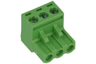 Terminal block; 2ESDV-03P; 3 ways; R=5,08mm; 18mm; 15A; 300V; for cable; angled 90°; square hole; slot screw; screw; vertical; 0,2÷2,5mm2; green; Dinkle; RoHS