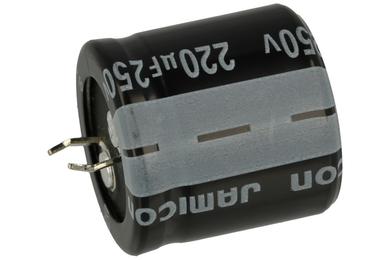 Capacitor; electrolytic; SNAP-IN; 220uF; 250V; HS; HSW221M2EO25M; 20%; fi 25x25mm; 10mm; through-hole (THT); bulk; -40...+105°C; 2000h; Jamicon; RoHS
