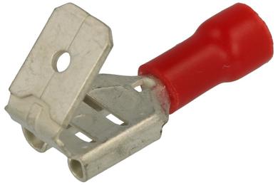 Connector; 6,3x0,8mm; flat male/female; insulated; KPIFM63R; red; angled 45°; straight; for cable; 0,5÷1,5mm2; crimped; 1 way; SGE