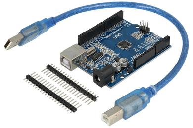 Module; equivalent to ARDUINO UNO R3; UNO-R3; ATMEGA328P-AU; 7÷12V; 2 KB; 14; 32 KB; 1 KB; pin strips; USB B; supply DC