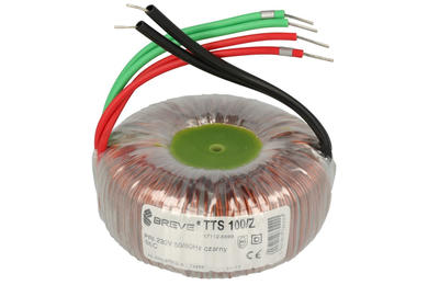 Transformator; toroidalny; TTS100/Z 230/12-12V; 100VA; 230V; 12V; 4,16A; 12V; przewody; Breve Transformator; toroidalny; TTS100/Z 230/12-12V; 100VA; 230V; 12V; 4,16A; 12V; przewody; Breve