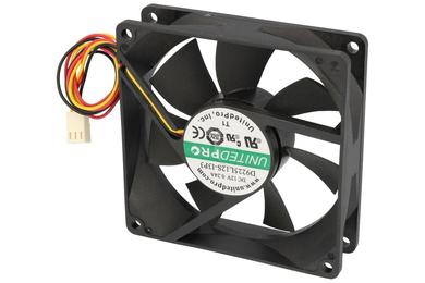 Fan; D9225L12S; 92x92x25mm; slide bearing; 12V; DC; 1,92W; 66m3/h; 24,58dB; 160mA; 2000RPM; 3 wires; United; RoHS; 9÷15V