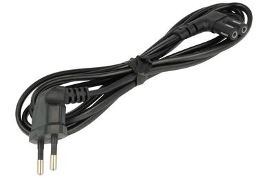 Cable; power supply; KZWP90K; CEE 7/7 angled plug; IEC C7  angled socket; wires; 1,5÷2m; black; 2 cores; 0,50mm2; 2,5A; PVC; flat; stranded; Cu
