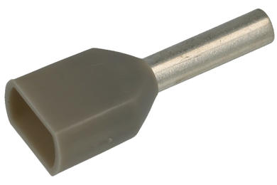 Cord end terminal; 8mm; double ferrule; insulated; KRID075W08; grey; straight; for cable; 0,75mm2; crimped; 1 way