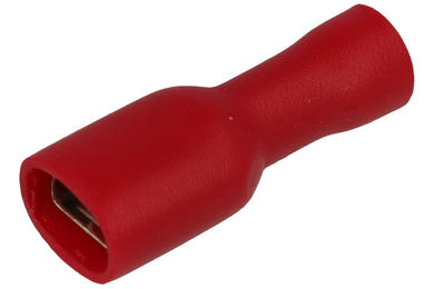 Konektor; 4,8x0,5mm; płaski nasuwka; izolowany pełny; 01109-FDFD1.25-187(5); czerwony; proste; na przewód; 0,5÷1,5mm2; zaciskany; 1 tor; KLS