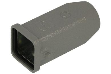 Connector housing; Han A; 19200031443; 3A; zinc alloy; straight; for cable; top single cable entry; for single locking lever; entry for M20 cable gland; grey; IP65; Harting; RoHS