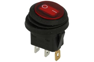 Switch; rocker; A-605/R; ON-OFF; 1 way; red; LED 12V backlight; red; bistable; 4,8x0,8mm connectors; 20mm; 2 positions; 6A; 250V AC