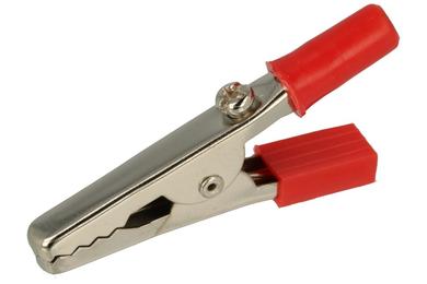 Crocodile clip; 27.719.1; red; 53,5mm; pluggable (4mm banana socket); nickel plated steel; Amass; RoHS