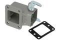 Connector housing; Han A; 09200030810; 3A; metal; angled 90°; for panel; with single locking lever; grey; IP65; Harting; RoHS