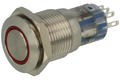 Przełącznik; przyciskowy; LAS2GQF-11ZE/R/24VS; ON-ON; 1 tor; podświetlenie LED 24V; czerwony; ring; bistabilny; na panel; 3A; 250V AC; 16mm; Onpow; RoHS