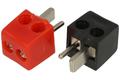 Plug; loudspeaker; W+WDIN2p; 2 ways; straight; 2x panel mounted plug; red; black; screw; Goobay; RoHS