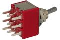 Switch; toggle; T80-8301-T1-B1-M2; 2*3; ON-ON; 3 ways; 2 positions; bistable; panel mounting; through hole; 2A; 250V AC; red; 15mm; Highly; RoHS