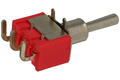 Switch; toggle; MTS103-3C; 3*1; ON-OFF-ON; 1 way; 3 positions; bistable; through hole; angle; 3A; 250V AC; red; 13mm; RoHS