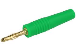 Banana plug; 2mm; 25.205.4; green; 36mm; solder; 10A; 60V; gold plated brass; PVC; Amass; RoHS