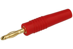 Banana plug; 2mm; 25.205.1; red; 36mm; solder; 10A; 60V; gold plated brass; PVC; Amass; RoHS