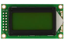 Wyświetlacz; LCD; alfanumeryczny; CBC008002E00-YHY-R; 8x2; czarny; Kolor tła: zielony; podświetlenie LED; 38mm; 16mm; RoHS