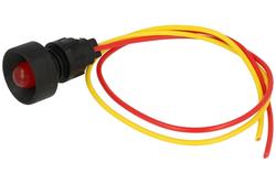 Kontrolka; KLP10R/24V; 13mm; podświetlenie LED 12-24V; czerwony; z przewodem; czarny; IP20; LED 10mm; 30mm; Elprod; RoHS