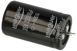 Kondensator; elektrolityczny; SNAP-IN; 22000uF; 35V; LHS; KEM22/35/30x50Lt; 20%; fi 30x50mm; 10mm; przewlekany (THT); luzem; -40...+105°C; 2000h; Leaguer; RoHS