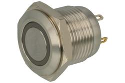 Przełącznik; przyciskowy; GQ16F-10E/JR/12V/S; OFF-(ON); 1 tor; podświetlenie LED 12V; czerwony; ring; monostabilny; na panel; 2A; 36V DC; 16mm; IP65; Onpow; RoHS