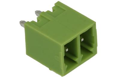 Terminal block; XY2500V-E-02P3.81; 2 ways; R=3,81mm; 9,1mm; 8A; 125V; through hole; straight; closed; green; Xinya; RoHS