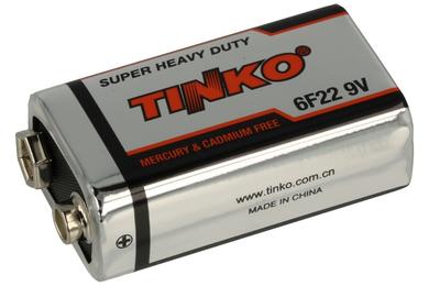 Bateria; węglowo-cynkowa; 6F22 9V; 9V; 16,5x25,5x47,5mm; Tinko; 9V 6F22 6LR61