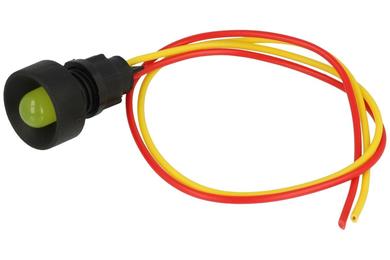 Kontrolka; KLP10Y/24V; 13mm; podświetlenie LED 12-24V; żółty; z przewodem; czarny; IP20; LED 10mm; 30mm; Elprod; RoHS