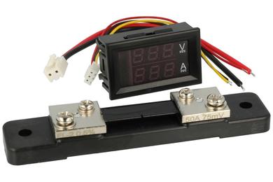 Multimeter; A-(A/V)M-50A-VC288; 0÷50A DC; 0÷99,9V DC; digital; voltmeter; ampere meter