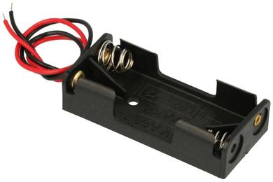 Battery holder; B402K; 2xR3(AAA); with cable; container; black; R3 AAA