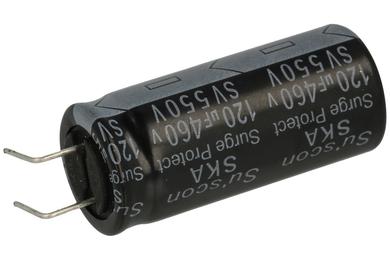 Kondensator; elektrolityczny; 120uF; 460V; fi 18x40mm; 7,5mm; przewlekany (THT); luzem; Su'scon