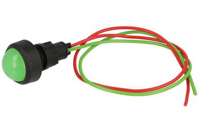 Indicator; KLP20G/24V; 13mm; LED 12-24V backlight; green; with cable; black; IP20; LED 20mm; 27mm; Elprod; RoHS