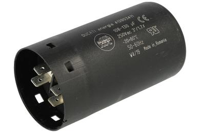 Kondensator; silnikowy (rozruchowy); 412803411 108uF-130uF; 120uF; 250V AC; fi 45,5x84mm; konektory 6,3mm; śruba bez nakrętki; Ducati; RoHS