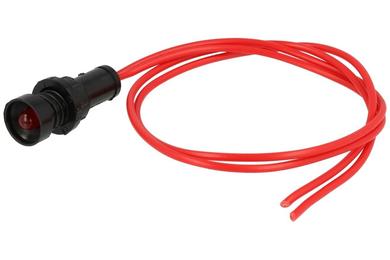 Indicator; KLP5R/230V; 10mm; LED 230V backlight; red; with cable; black; IP20; LED 5mm; 27mm; Elprod; RoHS