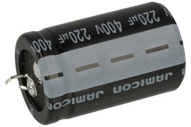 Capacitor; SNAP-IN; electrolytic; 220uF; 400V; HS; HSW221M2GO40M; 20%; fi 25x40mm; 10mm; through-hole (THT); bulk; -40...+105°C; 2000h; Jamicon; RoHS