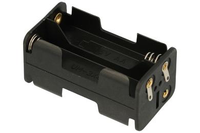 Battery holder; G24; 4xR6(AA); for soldering; container; black; R6 AA