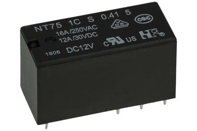 Relay; electromagnetic miniature; NT75-1CS; 12V; DC; SPDT; 16A; 250V AC; for socket; PCB trough hole; Forward Relays; RoHS