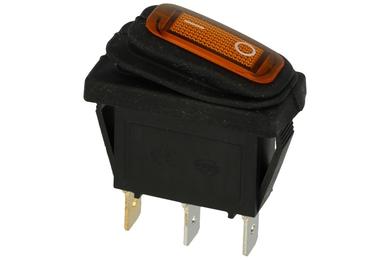 Switch; rocker; A-604/Y; ON-OFF; 1 way; yellow; LED 12-24V backlight; yellow; bistable; 6,3x0,8mm connectors; 10x27mm; 2 positions; 15A; 250V AC