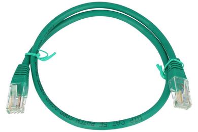 Kabel; patchcord; U/UTP; CAT 5e; 0,5m; zielony; RJ4505Go; linka; Cu; okrągły; PVC; 2x wtyk RJ45; RoHS
