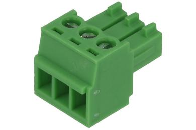 Terminal block; 15EGTK-3,5-03P; 3 ways; R=3,50mm; 15,4mm; 8A; 125V; for cable; angled 90°; square hole; slot screw; screw; vertical; 1,5mm2; green; Golten; RoHS