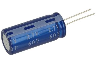 Kondensator; elektrolityczny; podtrzymania napięcia; 60F; 2,7V; HP-2R7-J606UY LR; 20%; fi 18x42mm; 3mm; przewlekany (THT); -40...+70°C; 300mOhm; 1000h; Kamcap; RoHS