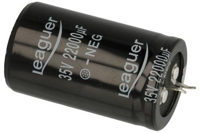 Capacitor; electrolytic; SNAP-IN; 22000uF; 35V; LHS; KEM22/35/30x50Lt; 20%; fi 30x50mm; 10mm; through-hole (THT); bulk; -40...+105°C; 2000h; Leaguer; RoHS