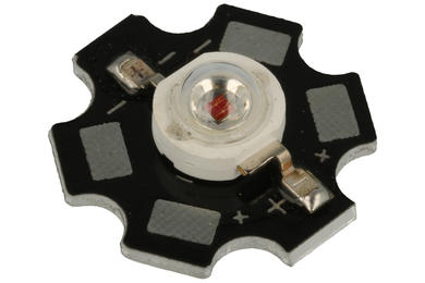 Power LED; EF1R3EEC-1; red; 67÷77lm; 120°; star; 2V; 800mA; 3W; 625nm; surface mounted; Ledia; RoHS
